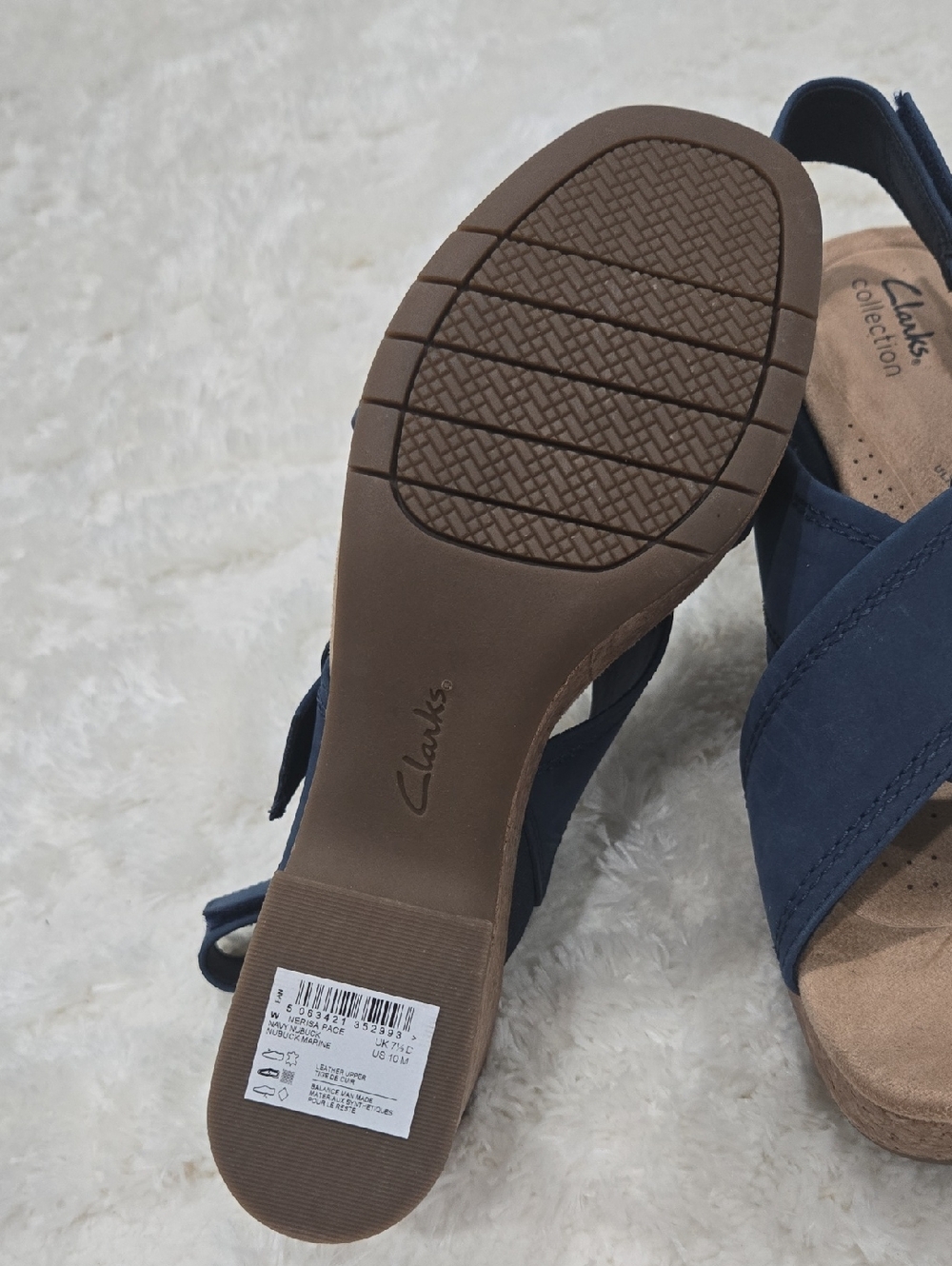 Clarks Collection Nerisa West Buckle Wedge Sandals Women’s US 10 Navy New Retail - Picture 6 of 7